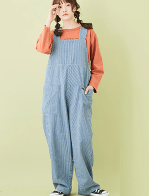 CUBE SUGAR デニム ヒッコリー バッククロス サロペットパンツ