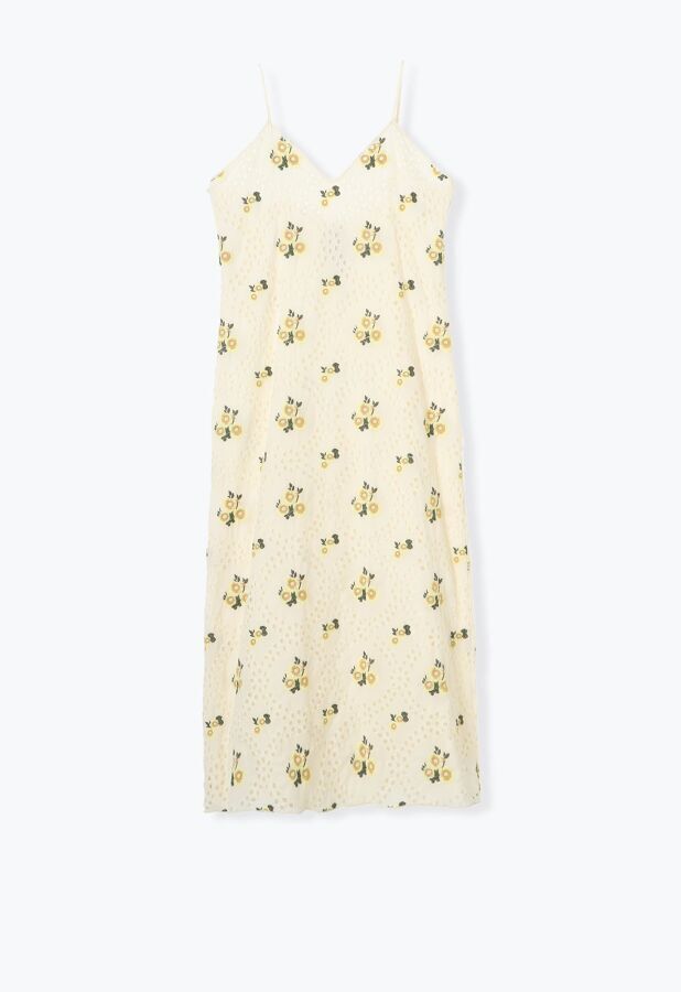 ANNA SUI PANSY EYELET EMBROIDERED SLIP DRESS