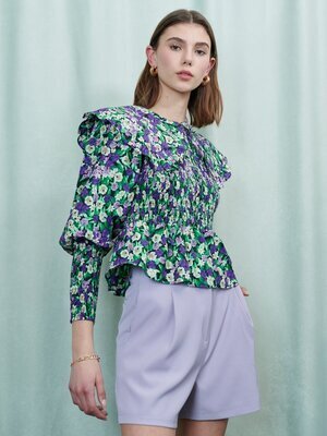 GHOSPELL Mountain Flower Shirring Top