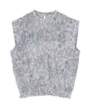 CLANE CHINTZ FLOWER SQUARE SLEEVE TOPS