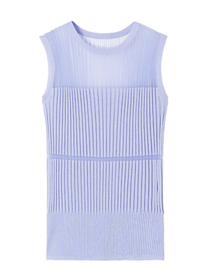 LE CIEL BLEU Ｔｒａｎｓｐａｒｅｎｔ　Ｓｌｅｅｖｅｌｅｓｓ　Ｋｎｉｔ　Ｔｏｐｓ