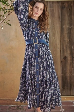Estella.K デニム切替プリーツドレス