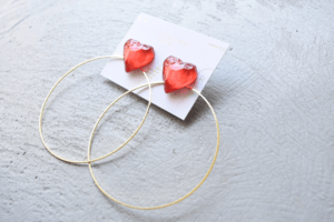 Matilda rose vintage heart big hoop/イヤリング