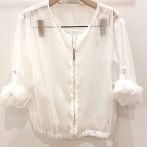 And Couture 袖ターンバックオーガンジーブルゾン