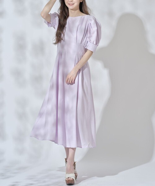 tocco closet パワーショルダーリネンライクタックワンピース