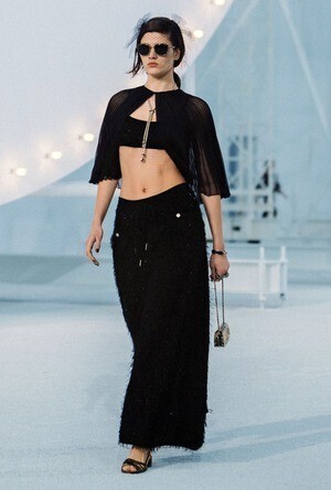 CHANEL ヴィスコース & ミックスファイバー ブラック