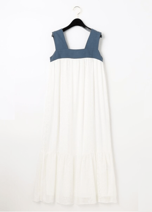 GRACE CONTINENTAL バックリボンバイカラーワンピース
