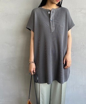 AMERICANA サーマルワッフル ヘンリーノースリーブTシャツ