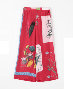 CABaN CABaN シルク パネルボタニカルワイドパンツ