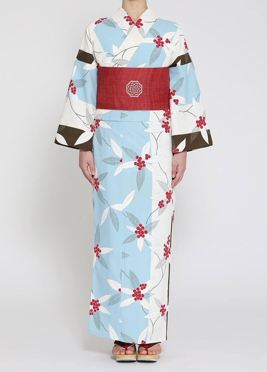 KIMONO by NADESHIKO KBNオリジナル 洗えるゆかた 南天トリコ