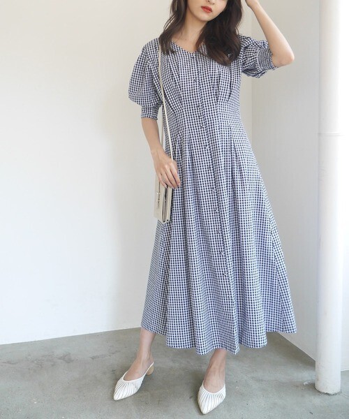LADYMADE ウエストタックパワショルワンピース