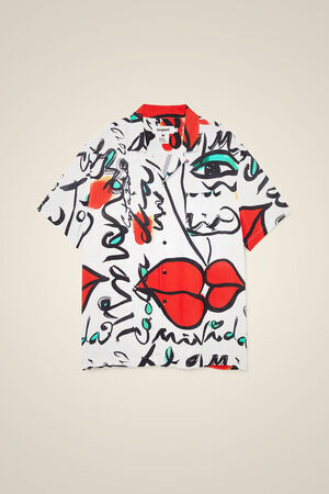 Desigual 「エル・ベソ」プリント ユニセックスリゾートシャツ