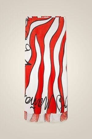 Desigual 赤い波模様 ペンシルスカート