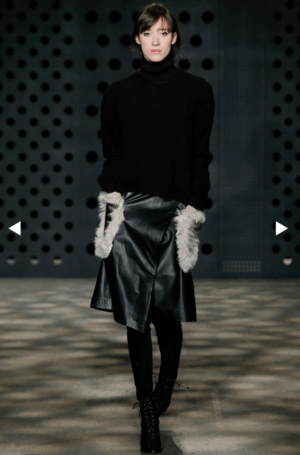 ADEAM Black curly lamb patch pocket wrap skirt