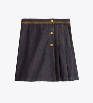 Tory Burch プリーツ デニム ミニ スカート