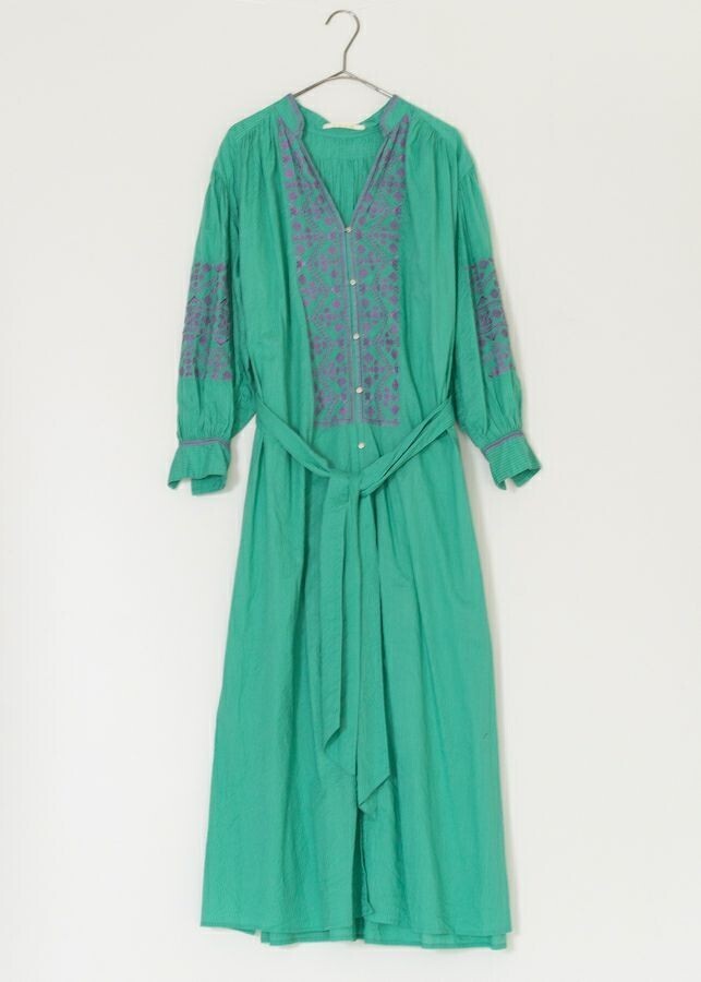 NE QUITTEZ PAS Cotton Dobby Stripe Emb Dress