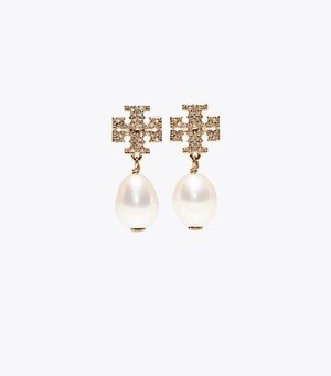 Tory Burch キラ パヴェ パール ドロップ ピアス