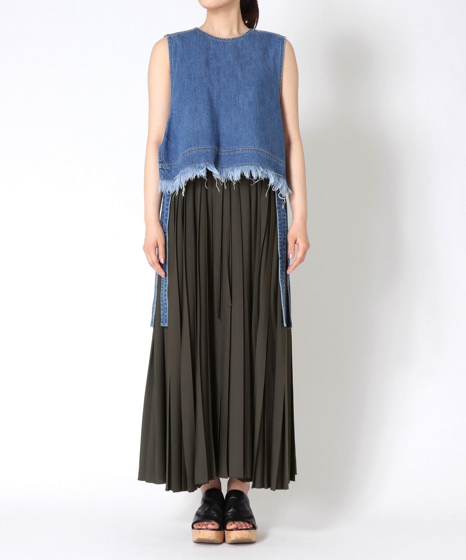 DRESSLAVE denim×pleats transform dress