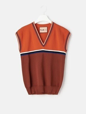 PLAN C V NECK SHORT SLEEVE PULLOVER