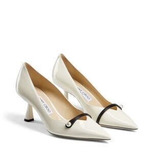 JIMMY CHOO Rosalia 65 パール付き Latte パテントレザー・ポインテッドトゥ パンプス