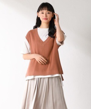 Honeys ベスト付チュニックＴ