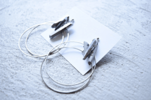 Matilda rose natural stone double hoop/イヤリング