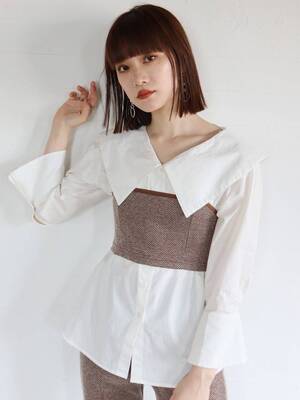 MURUA ヘリンボーンビスチェシャツ