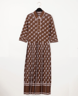GRACE CONTINENTAL ニットモノグラムポロワンピース