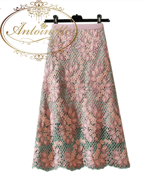 Antoinette ピンク スカート 刺繍 花柄 Skirt Woman Ladies Pink Elegant Cute Feminine princess