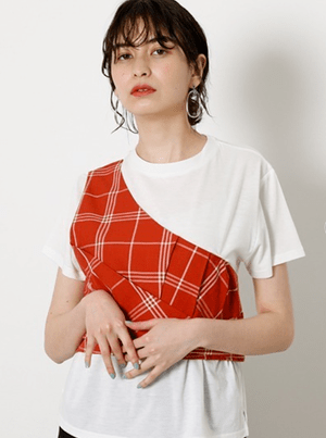 AZUL BY MOUSSY ONESHOULDER CHECK BUSTIER TOPS
