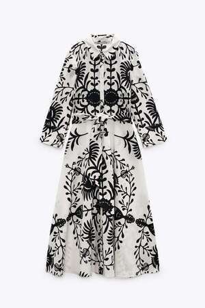 ZARA プリント柄シャツワンピース
