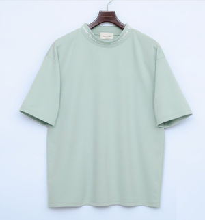 EMMA CLOTHES オーバーサイズポンチローマモックネックカットソー 1/2 sleeve