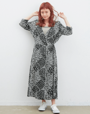 merlot バンダナプリントカシュクールワンピース