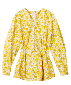 LE CIEL BLEU Marble Flower Pintuck Blouse