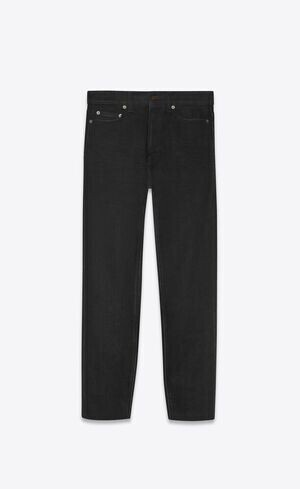 SAINT LAURENT ユーズドブラックデニムのキャロットフィットジーンズ