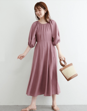 natural couture リネン混ねじりワンピース
