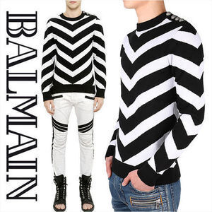 BALMAIN BUYMA.com バルマン 15SS V・ストライプショルダーボタンニット_ホワイト