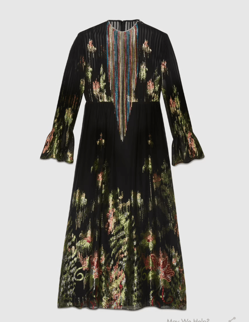GUCCI Fil coupé flower silk dress