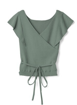 GRL カシュクールラッフルニットトップス
