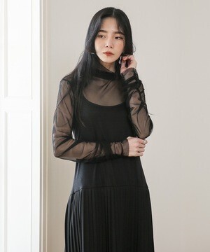 UNE MANSION シースルーカフシャーリングハイネックインナーカットソ