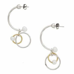 ABISTE 淡水パール×ハーフフープメタルピアス