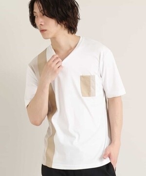 MK MICHEL KLEIN HOMME シルキー天竺切り替え半袖カットソー