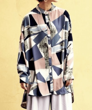 antiqua アート柄シアーシャツ シャツ レディース トップス 長袖・py-00519