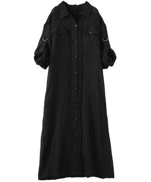 KOH.style バックプリーツリネン風シャツワンピース