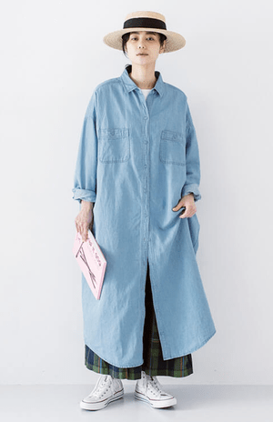 &yarn ダブルステッチワークシャツワンピース