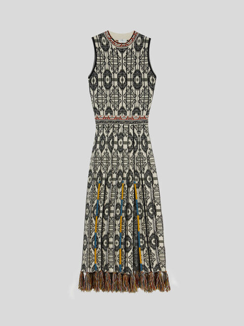 ETRO フリンジ ジャカード ニット ドレス
