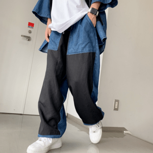 ONE WILL Denim mix stripe pants