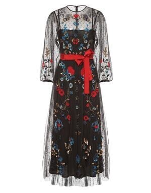 RED VALENTINO FRAKTUR EMBROIDERED POINT D'ESPRIT DRESS