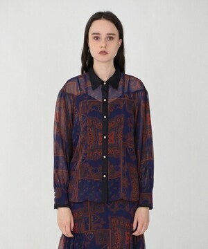 LOVELESS シフォン ペイズリー クレリックシャツ