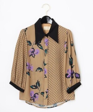 GRACE CONTINENTAL ドットフラワー切替ブラウス